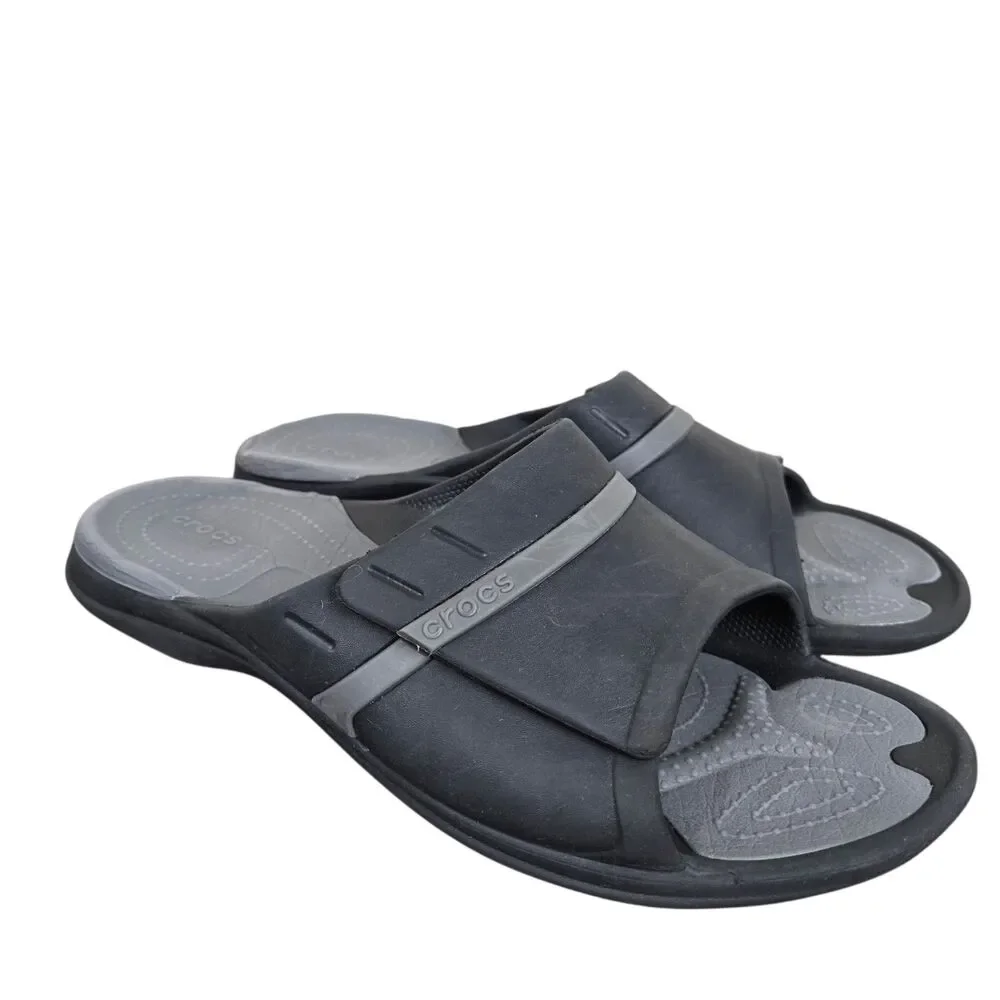 Crocs Modi Sports Slide Men's Sz 12 Black Gray Adjustable Comfort